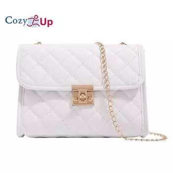 Уютная сумка через плечо с вышивкой и простой замковой цепочкой, маленькая квадратная женская сумка, универсальная сумка через плечо белый