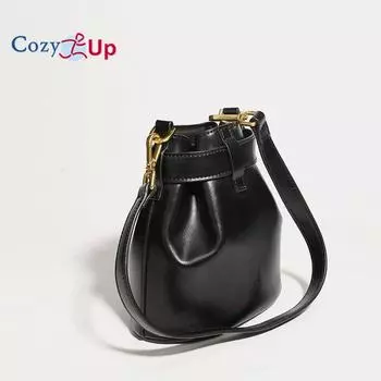 Уютная сумка-ведро под мышками для женщин, дорожная сумка через плечо на одно плечо 18x17x10cm чёрный