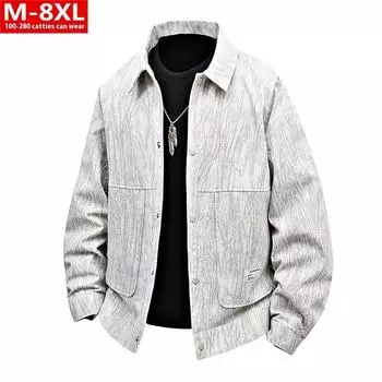 Уютная вельветовая куртка с принтом Fat Plus Size Plus Size Loose Square Collar Coat Men M