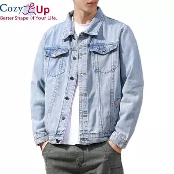 Уютная зимняя мужская джинсовая куртка, повседневная джинсовая куртка, осенняя мужская уличная куртка в стиле хип-хоп, однотонная тонкая куртка-бомбер, мужская одежда M серый