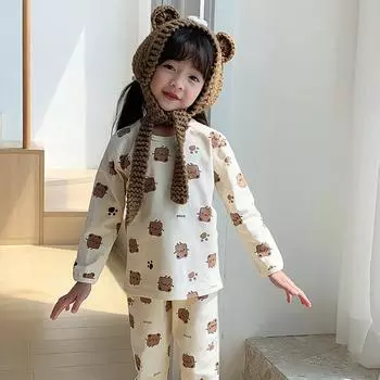 Уютное детское хлопковое нижнее белье и пижамный комплект - теплая зимняя коллекция для мальчиков и девочек 90 cm