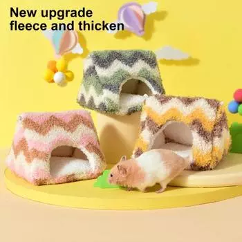 Уютное гнездо для хомяка, морская свинка, зимний теплый домик, флисовая кровать, аксессуар, укрытие для мелких животных, пещера для хомяка, кролика, шиншиллы M зелёный