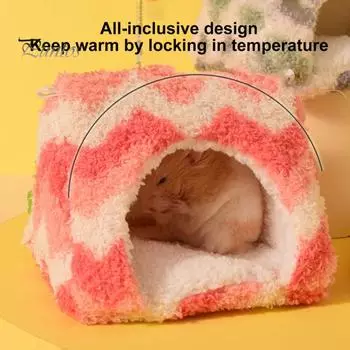 Уютное гнездо для хомяка, морская свинка, зимний теплый домик, флисовая кровать, аксессуар, укрытие для мелких животных, пещера для хомяка, кролика, шиншиллы M жёлтый