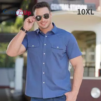 Уютное мужское джинсовое ковбойское повседневное платье с жемчугом и пуговицами в стиле вестерн, однотонные рабочие рубашки с короткими рукавами L синий