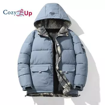 Уютное мужское осенне-зимнее однотонное свободное хлопковое пальто на молнии с капюшоном, верхняя блузка, куртка, пуховое пальто для M чёрный