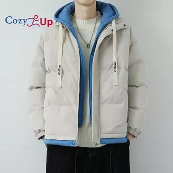 Уютное мужское зимнее пальто с капюшоном, теплая куртка-пуховик, утепленное хлопковое пальто с M чёрный