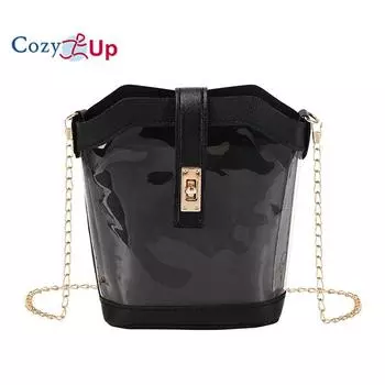 Уютное ведро для воды для матери и ребенка, женская сумка на одно плечо, прозрачное ведро для воды, женская сумка через плечо 19x15x7CM чёрный