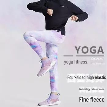 Уютные бархатные зимние штаны для йоги и бега для девочек 150