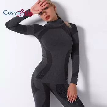 Уютные бесшовные рубашки для тренировок для женщин с длинным рукавом для йоги, спортивная рубашка для бега, дышащий спортивный топ, облегающий крой S