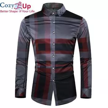 Уютные деловые повседневные мужские рубашки, новые осенние мужские рубашки с длинным рукавом, модные клетчатые мужские классические рубашки M красный