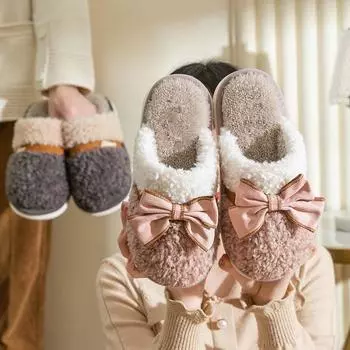 «Уютные домашние тапочки из хлопка на высоком каблуке для женщин и мужчин — нескользящие, с толстой подошвой, с плюшевым мехом, идеально подходят для осени и зимы» 40-41 (fits 39-40)