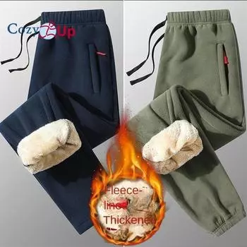 Уютные двусторонние плюшевые повседневные спортивные брюки для мужчин, утолщенные плюшевые свободные хлопковые брюки из ягненка, большие повседневные флисовые брюки M чёрный
