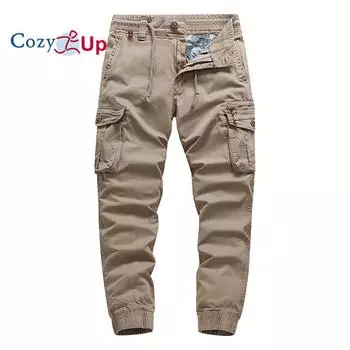 Уютные хлопковые брюки для спецодежды, свободные мужские повседневные брюки с эластичной резинкой на талии 29 чёрный