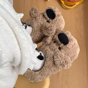 Уютные хлопковые тапочки с милым рисунком собаки для мужчин и женщин - теплая, нескользящая обувь для дома и улицы Half-pack model, 38/39