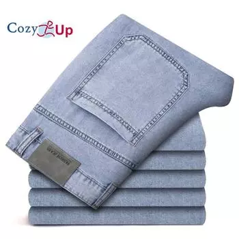 Уютные классические черные прямые джинсы из лиоцелла для мужчин, летние тонкие мягкие удобные эластичные свободные джинсовые брюки из ледяного шелка 29 чёрный