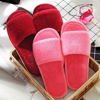 Уютные меховые тапочки: Теплые хлопковые слипоны для пар, мягкая пенная подошва, идеально подходят для домашнего использования ZJ-MM, 42-43 чёрный