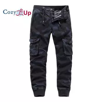 Уютные мужские брюки-карго, повседневные камуфляжные свободные хлопковые рабочие брюки-карго с карманами 30 синий