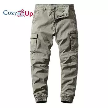 Уютные мужские брюки-карго с карманами, зауженные эластичные хлопковые брюки из эластичного твила, облегающие рабочие камуфляжные брюки для бега для мужчин 29 синий