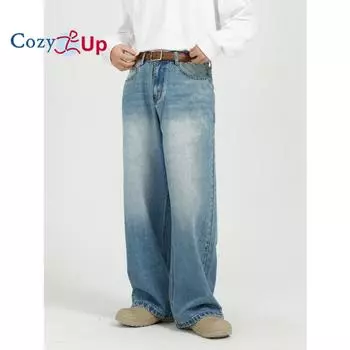 Уютные мужские джинсы для бега в стиле хип-хоп, свободные уличные байкерские мешковатые джинсы, стильные джинсовые брюки-карго с принтом S синий