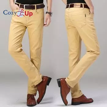 Уютные мужские джинсы Slim Fit Skinny Denim Stretch Tapered Jean Pants 28 чёрный