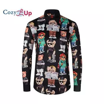 Уютные мужские классические рубашки Buchona из черного золота с цепочкой, роскошная шелковистая рубашка с длинным рукавом и принтом в стиле барокко на пуговицах M чёрный