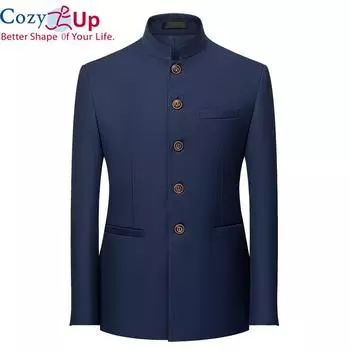 Уютные мужские костюмы-туники в китайском стиле, формальная куртка с воротником-стойкой, облегающий пиджак на пуговицах спереди, традиционная униформа, платье жениха M белый