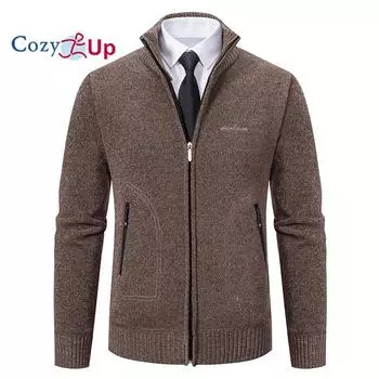 Уютные мужские куртки-бомберы, зимняя мужская мода, свободный кардиган, теплая куртка с капюшоном с лацканами, свитер, водонепроницаемый для мужчин M чёрный