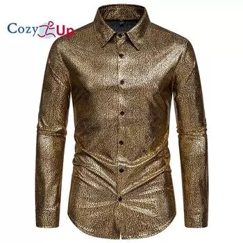 Уютные мужские модные рубашки, шелковая классическая рубашка с длинным рукавом и цветком пейсли для деловой вечеринки, повседневная мужская пуговица S золотой