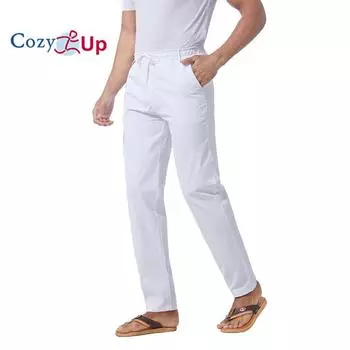 Уютные мужские однотонные льняные хлопковые свободные повседневные легкие домашние повседневные брюки с эластичной резинкой на талии S чёрный