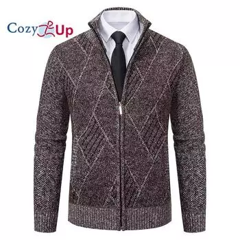 Уютные мужские повседневные тонкие толстые вязаные кардиганы на молнии с карманами M синий