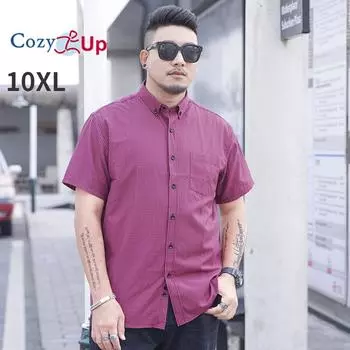 Уютные мужские рубашки больших и высоких размеров. Рубашки на пуговицах с короткими рукавами разных размеров. L красный