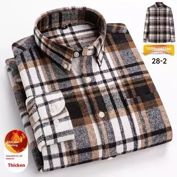 Уютные мужские рубашки на пуговицах, повседневная клетчатая фланелевая рубашка с длинным рукавом и длинным рукавом 39