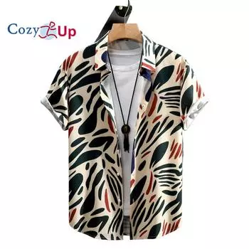 Уютные мужские рубашки с цветочным принтом и коротким рукавом на пуговицах, пляжные рубашки обычного кроя, летние повседневные рубашки S белый