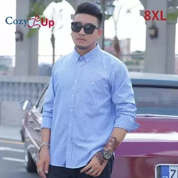 Уютные мужские рубашки в полоску больших размеров на пуговицах, хлопковые классические рубашки с длинными рукавами, рубашки в клетку обычного кроя M фиолетовый