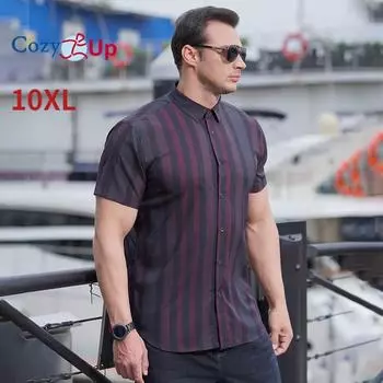 Уютные мужские рубашки в полоску, повседневные рубашки на пуговицах с коротким рукавом L красный