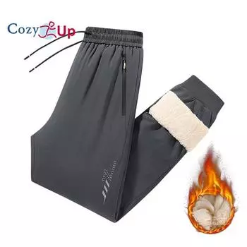 Уютные мужские штаны с флисовой подкладкой, водонепроницаемые, с высокой талией, теплые зимние спортивные штаны с карманами на молнии L чёрный