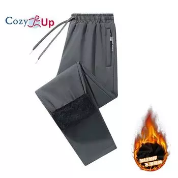 Уютные мужские зимние брюки с флисовой подкладкой, водонепроницаемые карманы на молнии M чёрный