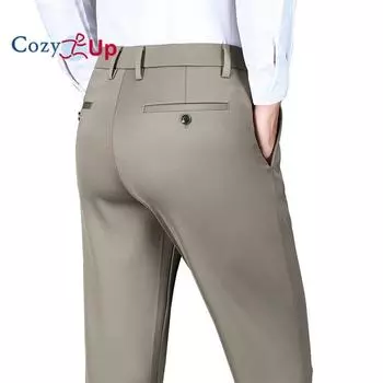 Уютные нейлоновые высокоэластичные повседневные брюки для мужчин, гладкие утолщенные брюки из молочного шелка с плоскими углами, против морщин 29 чёрный