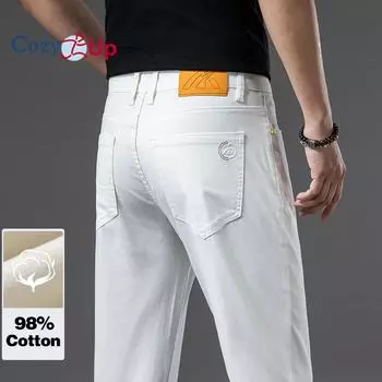 Уютные новые летние роскошные белые джинсы для мужчин, удобные прямые брюки из хлопчатобумажной ткани, классические стильные джинсовые брюки, мужские 28 хаки