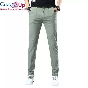 Уютные новые мужские брюки, тонкие повседневные брюки, модные деловые эластичные брюки полной длины, черные, синие брюки
