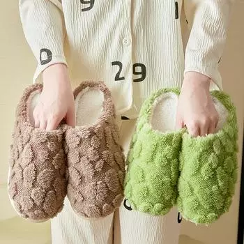 Уютные плюшевые хлопковые тапочки для женщин и мужчин - Нескользящая домашняя обувь для пар - Теплая мягкая домашняя обувь для осени/зимы 36-37