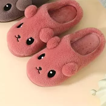 Закажите на два размера больше Уютные плюшевые тапочки Мягкие повседневные без застежек Удобная домашняя обувь 36-37 красный