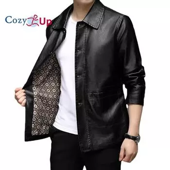 Уютные повседневные модные куртки из искусственной кожи для мужчин, коричневые байкерские классические пальто, мужская одежда