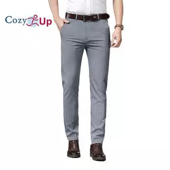 Уютные повседневные мужские брюки в тонкую полоску, деловые эластичные брюки 29 чёрный