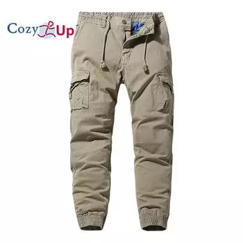 Уютные рабочие брюки-карго для мужчин, свободный покрой, повседневный, для улицы, милитари, с большими карманами 29 чёрный