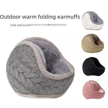 Уютные складные вязаные наушники — стильные и теплые для зимы striped, One Size чёрный