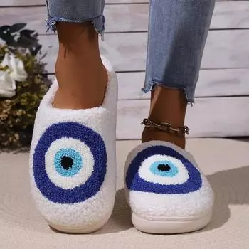 Уютные тапочки Cross-Border Circle Fur Slippers - Теплый, толстый плюшевый хлопок для осени и зимы 36-37 (fits 35-36) белый