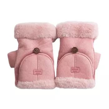 *Уютные варежки для женщин, 2 пары зимних перчаток с искусственным мехом, классические цвета, варежки теплые, сохраняют тепло, без пальцев, варежки для женщин, мягкий искусственный мех