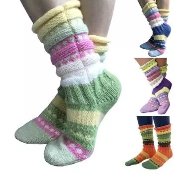 Уютные вязаные носки в винтажном стиле, толстые, теплые и мягкие, для осени и зимы, женские чулки средней длины, чулочно-носочные изделия для повседневной носки One Size