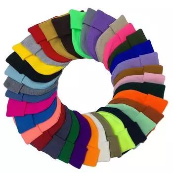 Уютные вязаные шерстяные шапки на осень и зиму - однотонные One Size